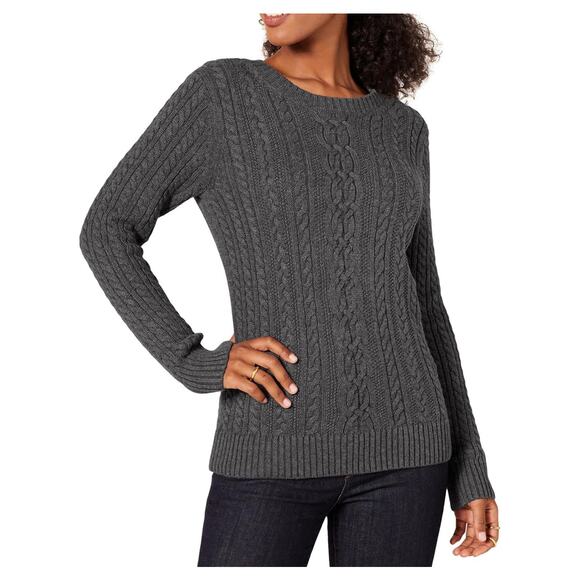 Women's Soft Fisherman Cable Long-Sleeve Crewneck Sweater - Picture 1 of 6
